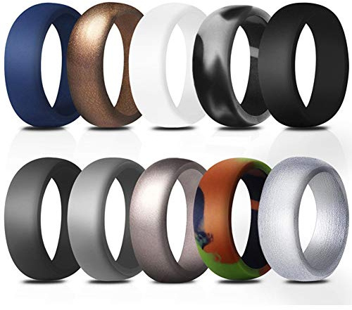 Flongo mäns ring män silikonringar sigillring bandring tumring set, gummiband förlovning förlovningsringar bröllop sigill ring herrtillbehör, Silikon