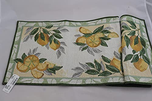 Sander Tischläufer Lemon Zitrone Sommer Gobelin 32 x 96cm Artikel 61668 Fb. 40 gelb grün
