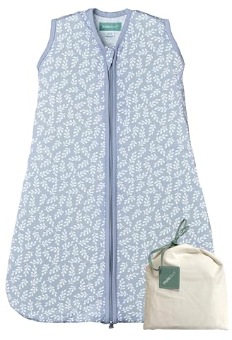 molis&co - Baby Schlafsack 0.5 TOG - Sommerschlafsack für Jungen - Neugeborene Babyschlafsack ohne Ärmel - 100% Baumwolle (Oeko-TEX 100), Premium Qualität - Blue Garden (95 cm)