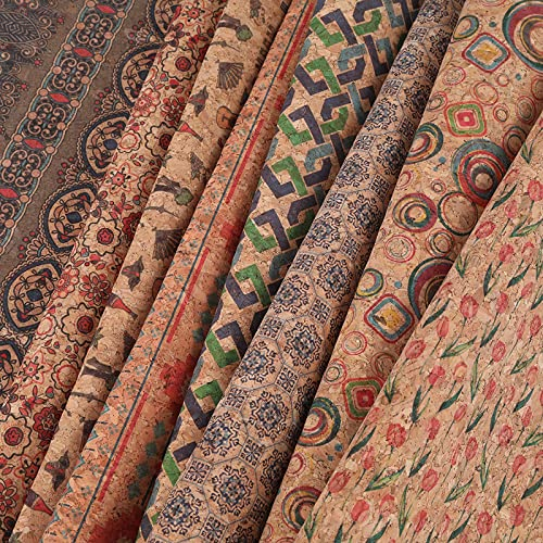 PHBSF Natürlicher Farbiges Korkgewebe Echtes Kork-Leder Weich Gedruckt Leichtgewebe Für Handwerk Dekor Zubehör Tasche 137x100cm(Color:8#)
