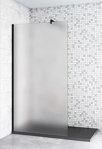 Aica Sanitär Walk in Dusche 140cm Duschabtrennung Walkin Duschwand 10mm Nano Milchglas H200cm