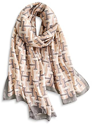 LumiSyne Mujer Bufandas De Algodón De Lino Estampado Floral Letras Estilo Moda Bufanda Señoras Ligero y Suave Bufanda Larga Chal Grande Cálido Protector Solar Chal Estola Fulares Toda La Temporada