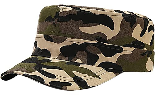 XYIYI Camouflage Unisex Cadet Army Cap Basic Everyday Cotton Military Style Hat Flat Top Cap