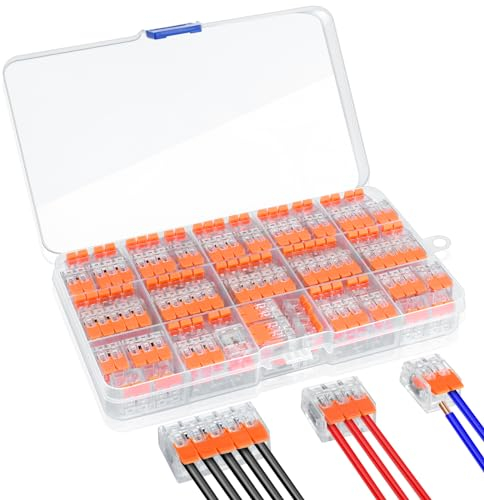 AiQInu Kabelverbinder Set, 76 StüCk Kabelklemmen Elektro, Mit 2 HäFen 38 StüCk, 3 HäFen 24 StüCk, 5 HäFen 14 StüCk, Für Kabel Verbinden