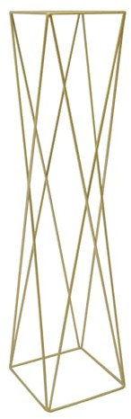 Soporte para flores, soporte para plantas, soporte alto para flores, columna de flores de boda, color dorado, 16 x 14 x 65 cm, soporte para flores de metal para boda, columna geométrica