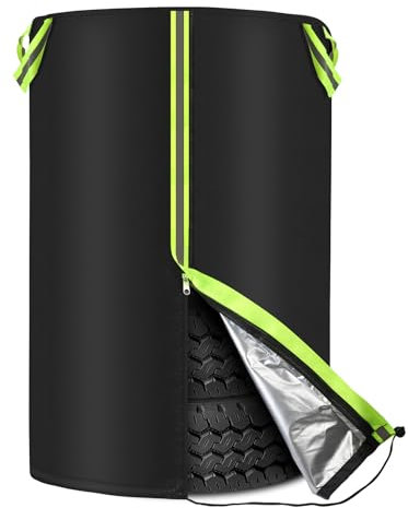 MaxEarn Ø72cm x H117cm Auto Reifentasche, Universale Reifenabdeckung für 4 Reifen, 210D Oxford Reifen Aufbewahrung Tasche mit Reflektierende Streifen, Autoreifen Hülle mit Reißverschluss und Tunnelzug