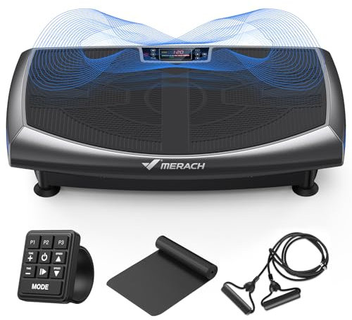 MERACH 4D Vibration Plate Exercise Machine, 7-in-1 Vibration Plate with Glide, Swing & Massage, Vibrating Plates with Whole Body Workout Sculpting Platform for Home Fitness for Women Men (Grey)