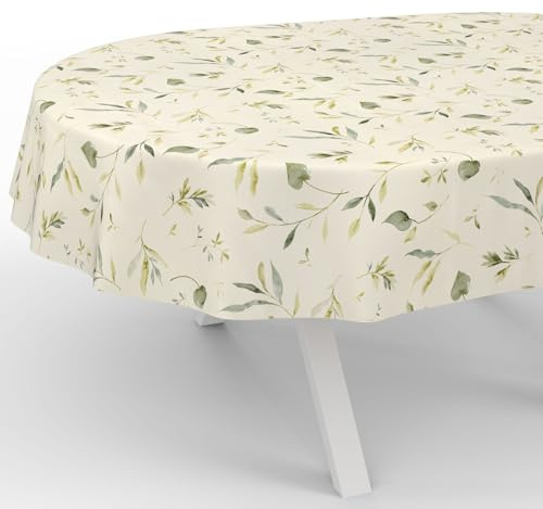 ANRO Vaxduk, bordsduk, tvättbar, vaxbordsduk, trädgårdsbordsduk, vattenavvisande, oval, 180 x 140 cm, skärkant Canada Floral