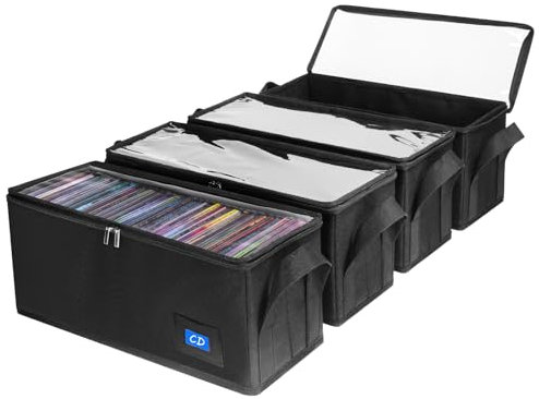 BOATISLE CD Case Holder with Clear Lid, CD Storage Box 4Pack Black