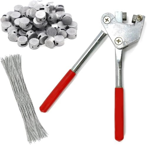 Juego de alicates para precintos de plomo, 165 mm, alicates de sellado de acero, kit con 80 precintos de plomo (10 mm), 80 cables de precinto (170 mm), para contador de agua, logística, contador de