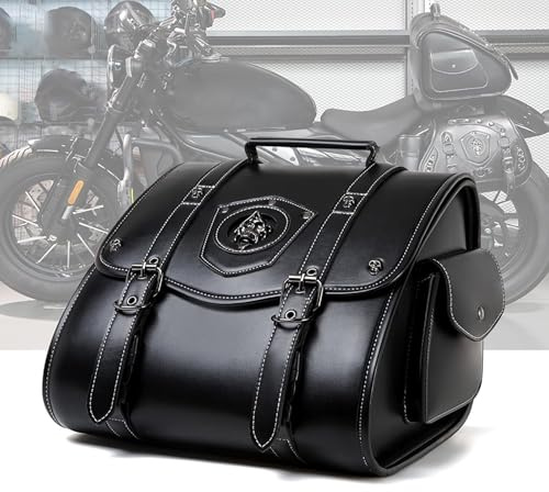 POIBNZ Borsa Moto in Pelle Laterale e Posteriore per Triumph Scrambler 400 800 1100, Impermeabile Elegante Borsa da Sella Portapacchi per Moto, Baule da Viaggio Moto