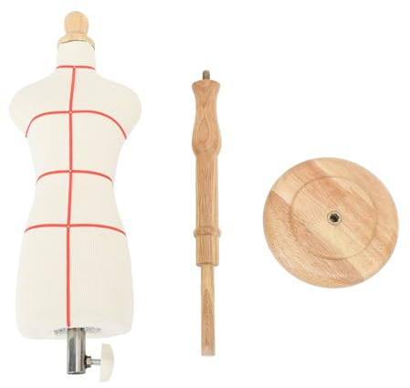 Torso de maniquí con forma de vestido femenino, forma de vestido estable de madera de haya con soporte, forma de figura femenina realista para exhibición de ropa de costura, forma