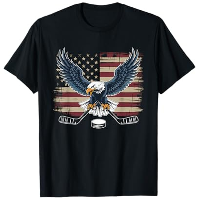 Camiseta De Hockey con Bandera Americana para Hombre Y Niña, Camiseta