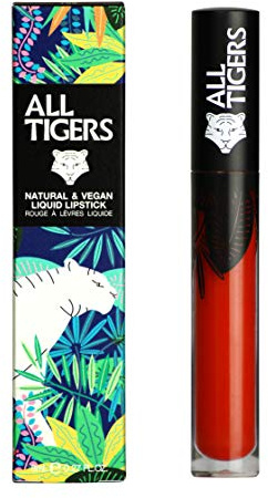 Liquid Lipstick - Matt, Vegan & Natürlich - Langer Halt - Farbe: Orange-Rot Shake the Ground 886 - Lippenstift ohne Bestandteile auf Erdölbasis - Bio-Inhaltsstoffe - ALL TIGERS