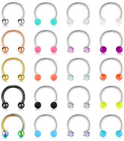 Mayhoop 16G Stainless Steel Horseshoe Nose Septum Rings Piercing Jewelry Cartilage Helix Tragus Earring Hoop Lip Horseshoe Piercing Retainer for Women Men 10mm 3/8