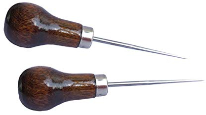 ZLKSKER Kratzahle mit Holzgriff, für Lederstanzloch oder DIY, handgefertigt, Kürbisahle, 2 Stück