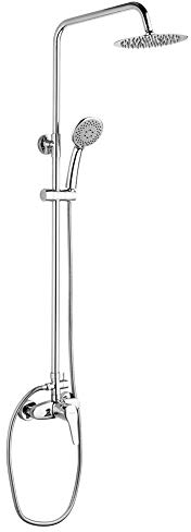 Ibergrif Roma, Duschsystem mit Regendusche, Brauseschlauch, Handbrause, Brausehalter, Duschstange, Chrom