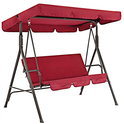 Schwenkdachdeckel Gartenschaukel, wasserdichte Vordächer für den Außenbereich, Sonnenblende für Hollywoodschaukel (rot, 164 x 114 x 15 cm)