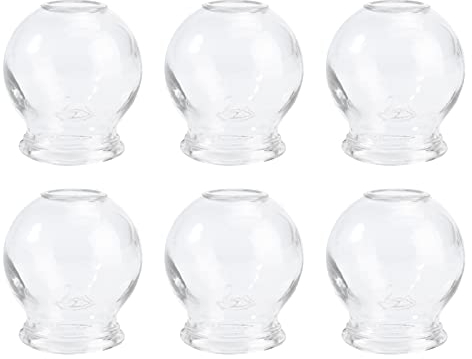 6Pcs Cupping Therapy Sets: Glass Fire Thick Glass Cupping Set Chinese Acupoint Vacuum Cupping Therapy for Massage Back Relieve Fatigue (No. 2)