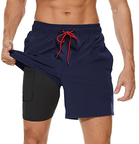 Arcweg Shorts de Bain Homme étanche Séchage Rapide 2 en 1 Maillot Homme avec Doublure de Compression