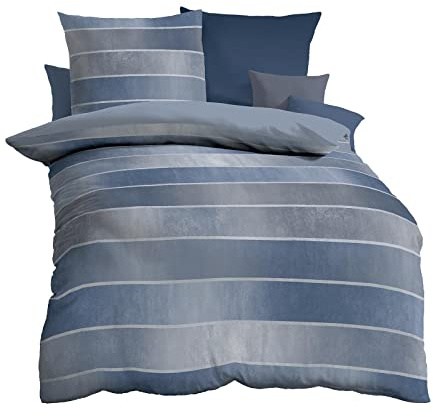 Kaeppel Mako-Satin Bettwäsche Timeless blau, 1 Bettbezug 155 x 220 cm + 1 Kissenbezug 80 x 80 cm