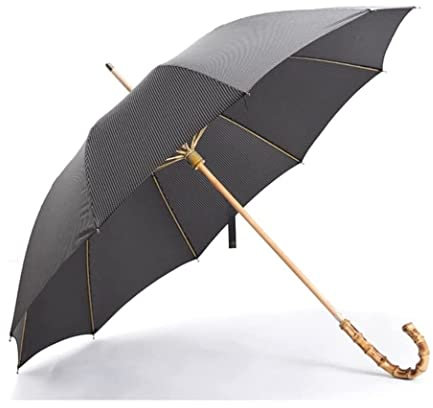 SOCUY Windproof Retro Gentleman Umbrella, Black, Medium, Bamboo Handle, Fibreglass & Rubber, UV Resistant, Golfing & Rain