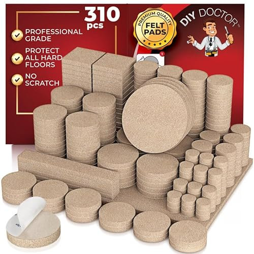 DIY Doctor Felt Furniture Pads - 310 Pcs Floor Protectors - Sofa Feet Protectors for Wooden Floors - For Furniture Legs