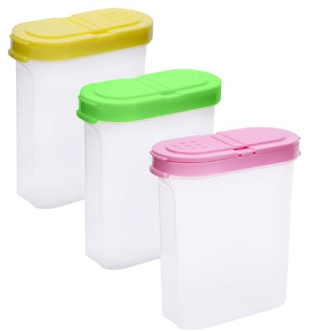 Aweisile Gewürzboxen Streudosen 3 Stück Gewürzbehälter Schüttdosen 250 ml Vorratsdosen Set Gewürzdosen mit Doppeldeckel Vorratsdosen Gewürzdosen Set Kunststoff Schüttdosen für Getreide Mehl Zucker