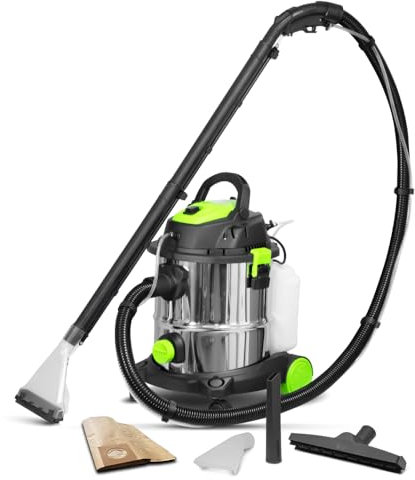 CONSTRUCTOR Aspirateur Eau et poussières/shampouineuse 1400W - 20L INOX - 18 Kpa avec soufflerie