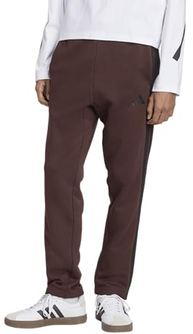 Adidas Men's Essentials 3-Stripes Fleece Open Hem Pants, Shadow Brown/Black, Large