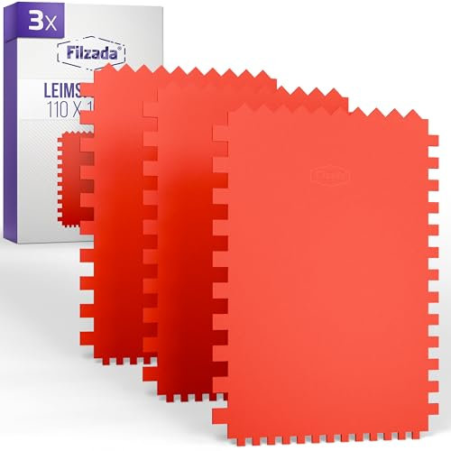Filzada® 3x Zahnspachtel Kunststoff - Leimspachtel gezahnt - verschiedene Anwendungen: Fliesenspachtel - Effektspachtel - Strukturspachtel - Leimauftragsspachtel mit perfekter Zahnung