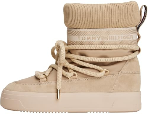 Tommy Hilfiger dam TOMMYTECH LOGOTAPE SNÖBOOT VARM FW0FW08998 utomhusstövlar, beige (Pepparrot), 6, Beige pepparrot, 39 EU