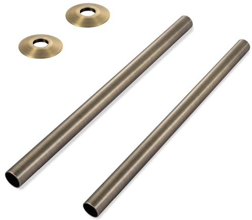 VANCOCO 2Pcs 300mm×15mm Radiator Pipe Sleeves, Antique Brass Radiator Collars Cover Pair, Radiator Pipe Covers