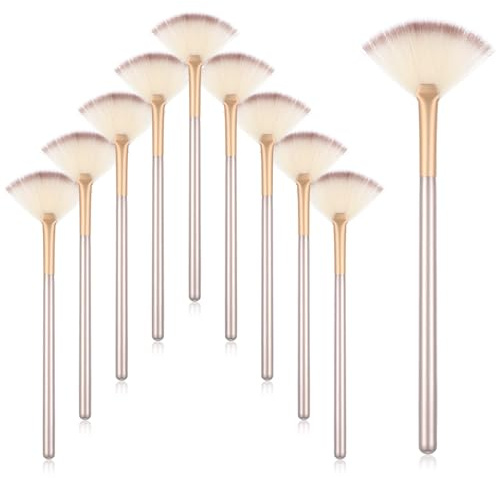 10 Pcs Slim Soft Facial Fan Brush, Esthetician Face Makeup Brush Fan Mask Brushes Slim Soft Face Mask Applicator for Glycolic Peel Masques