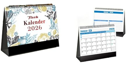 Calendario Tedesco,Calendario da Tavolo 2026 (Gen-Dic) - Formato Orizzontale Mensile con Festività - Pratico per Ufficio, Scuola & Casa