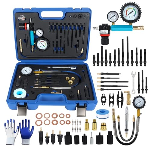 Set di 47 tester di compressione per motori a benzina e diesel, 0-50 bar, tester di compressione diesel a doppio manometro, per motori HDI, TDCi e pompa