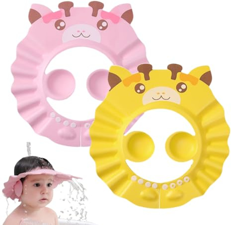 MIRKUZI Sicurezza del bambino in bagno Confezione da 2 cuffie da doccia per bambini, copri-shampoo regolabili per proteggere occhi e orecchie.