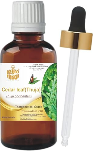 LEVENMOOI Cedar Leaf(Thuja) (Thuja occidentalis) Essential Oil 15ML for Aromatherapy, Diffuser, Humidifier and Massage, Amber Bottle with Dropper