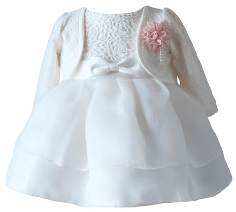 Dopklänning dopbolero baby flicka klänning blomsterflicka klänning festlig klänning babykläder (DE/NL/SE/PL, Numerisk, 74)