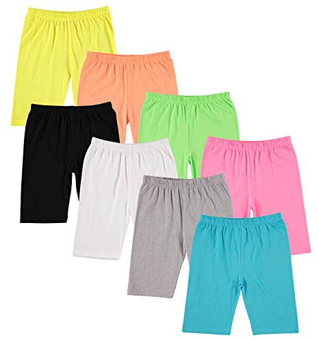 Pink Angel 8-Pack Girls Bike Shorts – Breathable Cotton Spandex for Comfort All Day – Perfect for School, Play & Layering
