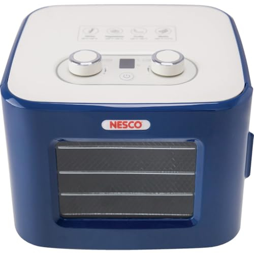 NESCO FD-41B Snackmaster Jr Food Dehydrator, for Beef Jerky, Fruit, Herbs, and Snacks, 4 Trays, Blue