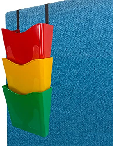 Deflecto 3 Tier Hanging Document Holder – Stackable Wall & Partition File Organiser – Portrait Format – Office, Classroom & Home Organisation – Durable Polystyrene