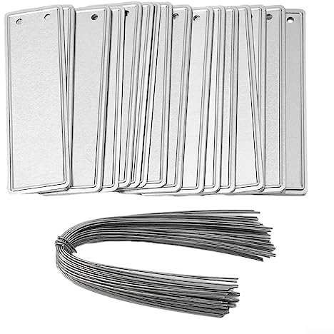 Lot de 50 étiquettes double face pour plantes suspendues en aluminium - Étiquettes inscriptibles pour plantes de jardin et d'extérieur, étiquettes nominatives pour légumes