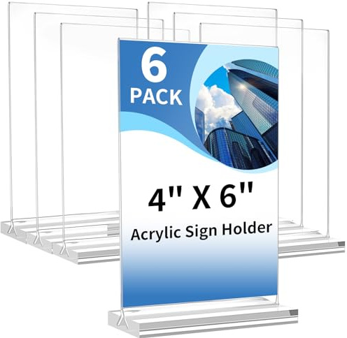 6 Stück Aufsteller A6, Acryl Tischaufsteller A6,Menükartenhalter,Fotohalter