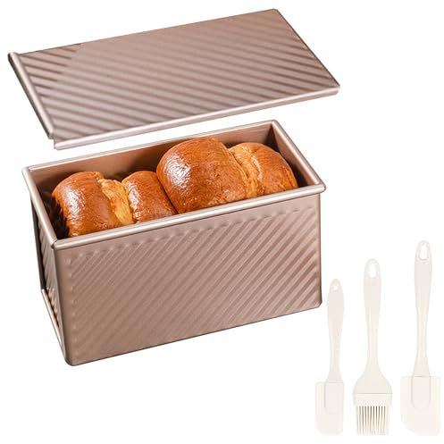 MEYAGOT Molde Para Pan Con Tapa, Molde De Tostadas, Molde Pan Con Tapa Moldes Para Pan Caja De Tostadas De Acero Al Carbono Molde De Pan Molde Para Hornear Molde Para Tartas Antiadherente