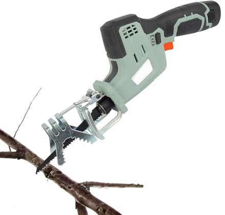 Avilia Sega Alternativa a Batteria per Potatura - Seghetto Tagliarami Cordless, con Scarpa Inclinabile 45°, 1300mAh, Taglio Legno e Cartongesso 90mm, Metallo 3mm, 3 Lame Incluse, 12V