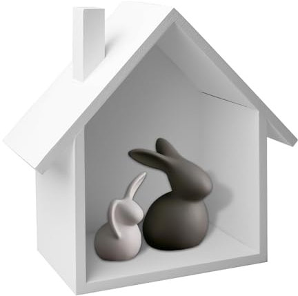 Regalbox Hausform, Wandregal Weiß Holzhaus Wichtel Regal Wand Holz Wichtel Haus Holzhaus Deko Holzrahmen Haus Hängeregal Nostalgische Wand Dekoration Hängeregal für Badezimmer Schlafzimmer Büro Küche