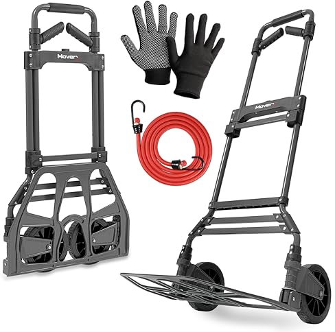 MoverX Folding Hand Truck Aluminium, Heavy Duty Hand Truck Foldable Trolley on Wheels, Multi Purpose Sack Truck Moving Trolley, 150kg