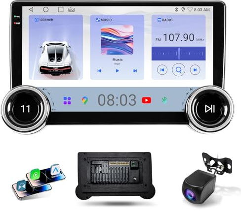Haudio 2 Din Autoradio avec CarPlay Sans Fil et Android Auto, 10.1 Pouces Autoradio Bluetooth avec Caméra Arrière, Lien Miroir, AM/RDS/FM, Compatible avec Toutes les Voitures avec Double Bouton 2+64Go