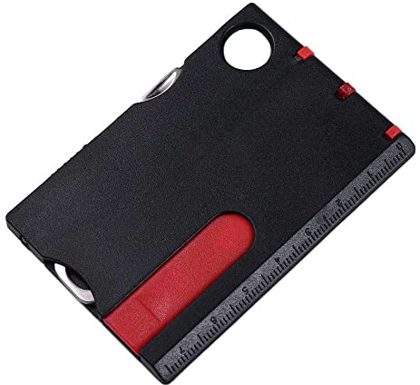 12 en 1 Multi-outils de poche portables, équipement de survie de camping en plein air, outils EDC, loupe avec lumière LED pour l'extérieur (noir)